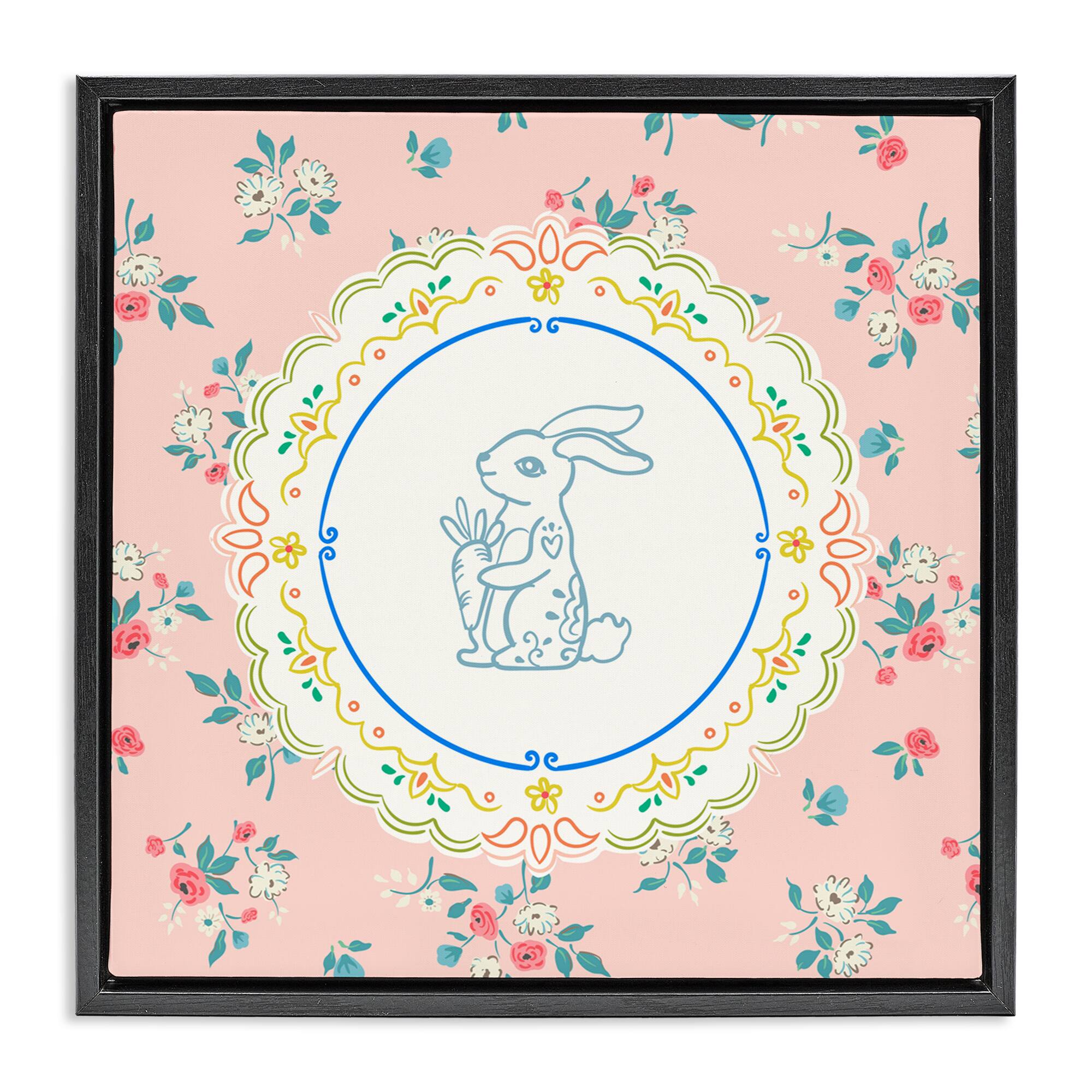Stupell Industries Whimsical Spring Bunny Floating Frame Wall Art